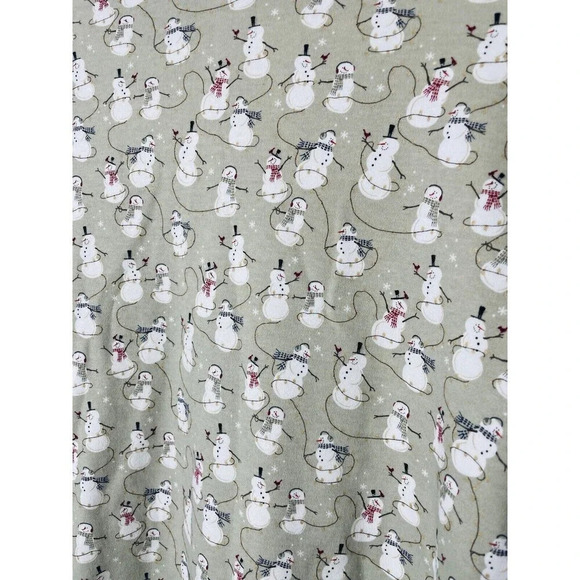 Croft & Barrow Mock Neck Tunic Shirt Sz PL Snowman Print Green Winter Womens NEW - Picture 2 of 9